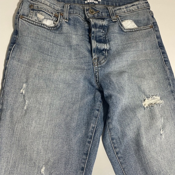 Pistola distressed high rise straight leg light blue wash denim size 27X28.5 - Picture 7 of 12